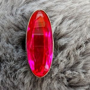 Large Silver Ring With Pink Stone